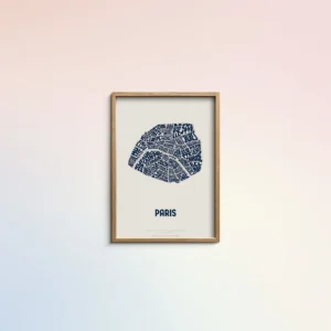 Typographic Illustration of Paris. Hand-drawn and printed on high-quality paper