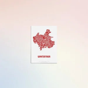 Typographic Illustration of Winterthur. Hand-drawn and printed on high-quality paper