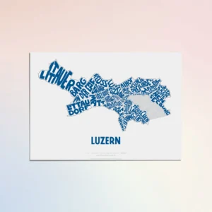 Typographic Illustration of Luzern. Hand-drawn and printed on high-quality paper