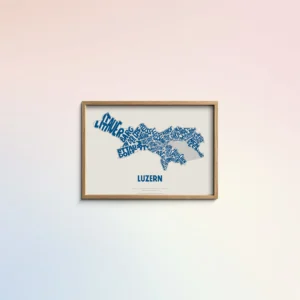 Typographic Illustration of Luzern. Hand-drawn and printed on high-quality paper