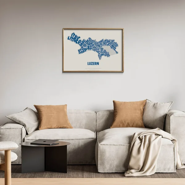 Typographic Illustration of Luzern. Hand-drawn and printed on high-quality paper