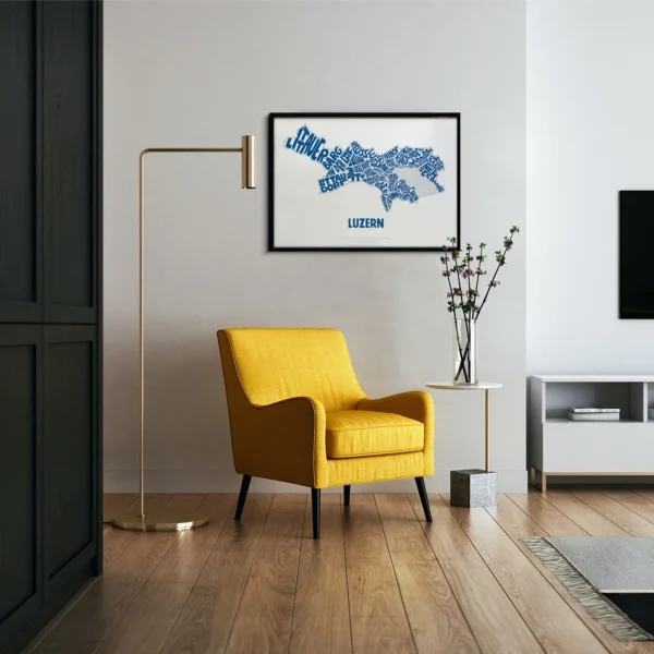 Typographic Illustration of Luzern. Hand-drawn and printed on high-quality paper