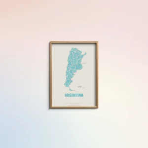 Typographic Illustration of Argentina. Hand-drawn and printed on high-quality paper