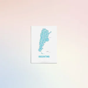 Typographic Illustration of Argentina. Hand-drawn and printed on high-quality paper