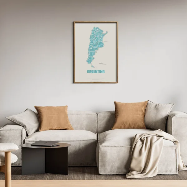 Typographic Illustration of Argentina. Hand-drawn and printed on high-quality paper