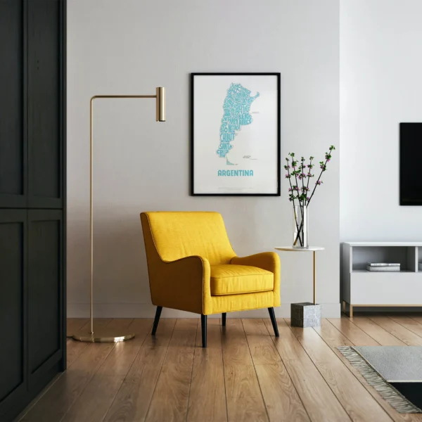 Typographic Illustration of Argentina. Hand-drawn and printed on high-quality paper