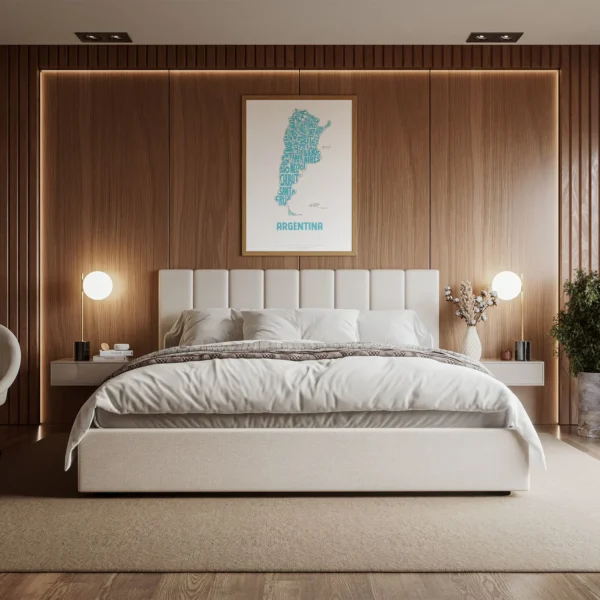 Typographic Illustration of Argentina. Hand-drawn and printed on high-quality paper