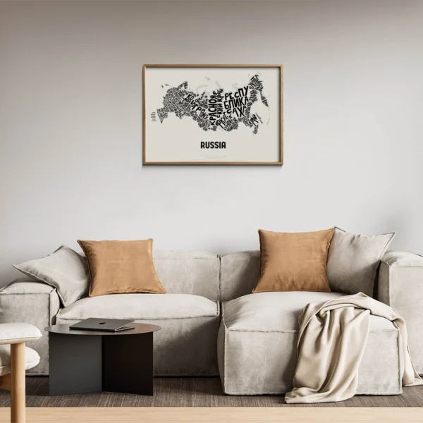 Typographic Illustration of Russia. Hand-drawn and printed on high-quality paper