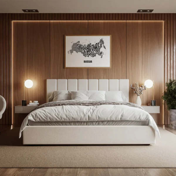 Typographic Illustration of Russia. Hand-drawn and printed on high-quality paper