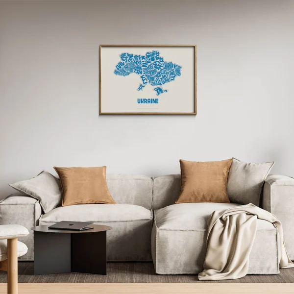 Typographic Illustration of the Ukraine. Hand-drawn and printed on high-quality paper