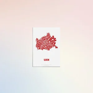 Typographic Illustration of Wien. Hand-drawn and printed on high-quality paper