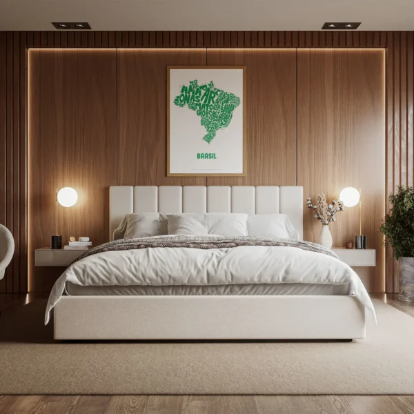 Typographic Illustration of Brazil (Green on White). Hand-drawn and printed on high-quality paper